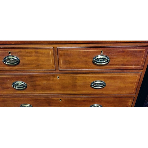 207 - Fine Mahogany 2 Over 3 Drawer Chest of Drawers with Dressing Mirror - C. 108cm W x 54cm D x 98cm H