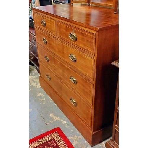 207 - Fine Mahogany 2 Over 3 Drawer Chest of Drawers with Dressing Mirror - C. 108cm W x 54cm D x 98cm H