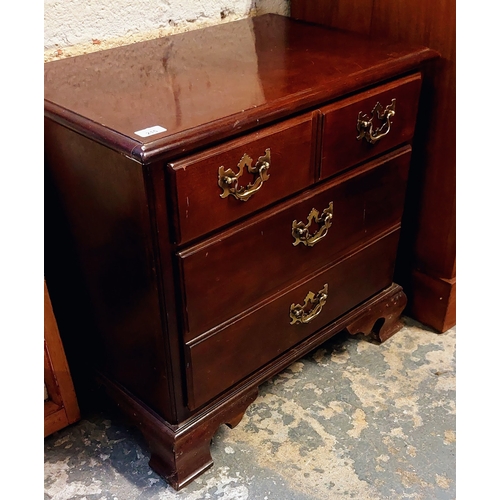 215 - Mahogany 2 Drawer Chest with Brass Handles - C. 66cm W x 42cm D x 63cm H