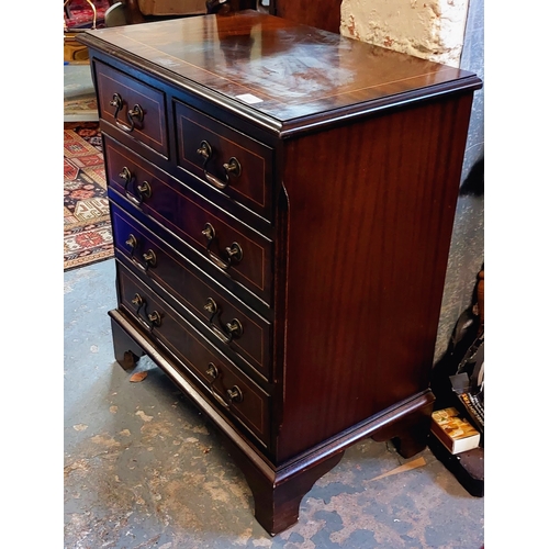 231 - Neat Mahogany Inlaid 2 Over 3 Drawer Chest - C. 60cm W x 37cm D x 72cm H