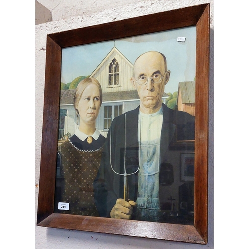 249 - Framed American Gothic Print - C. 50cm W x 60cm H