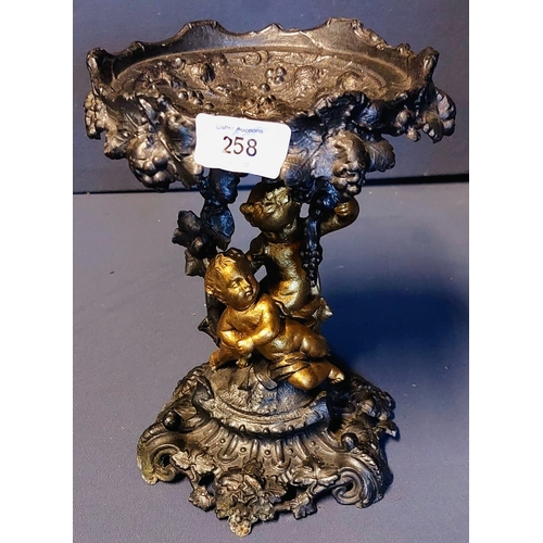 258 - Cast Metal Stand with Gilded Cherub Figures