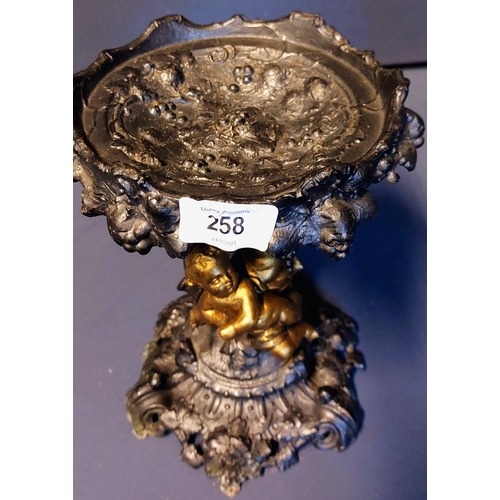 258 - Cast Metal Stand with Gilded Cherub Figures