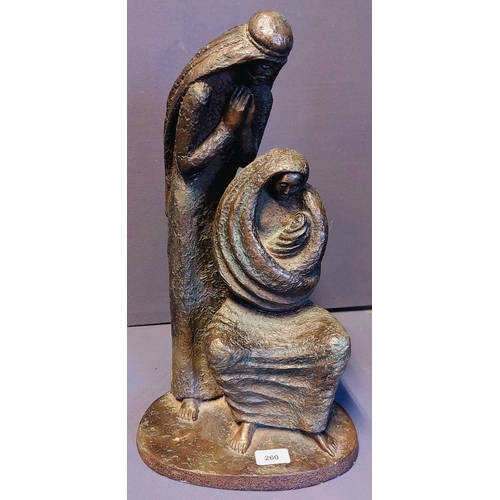 260 - Heavy Bronzed Religious Figure - C. 50cm H