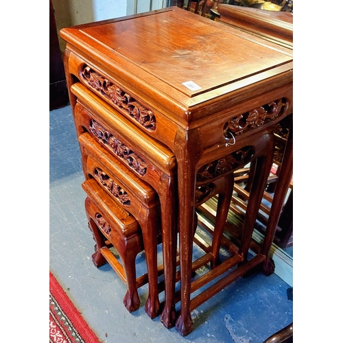 261 - Nest of 4 Carved Oriental Style Tables