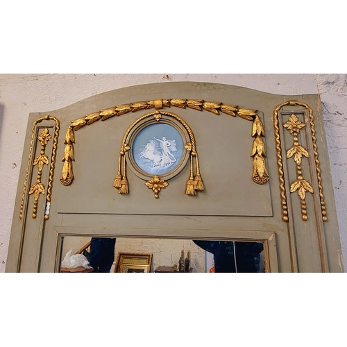 262 - 19th Century French Gilded and Painted Overmantle Mirror - C. 120cm W x 200cm H