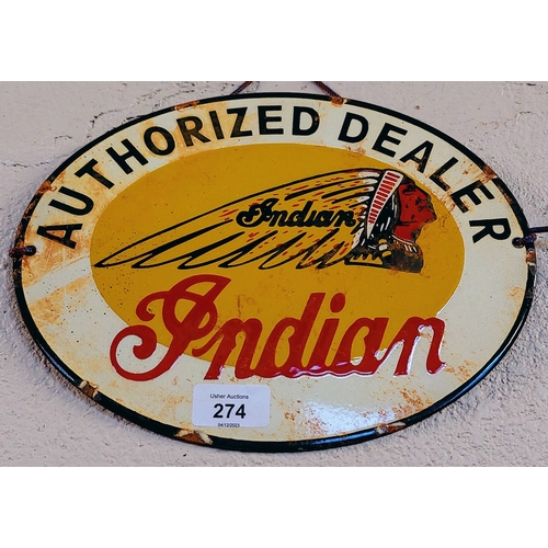 274 - Indian Advertising Oval Sign - C. 29cm W