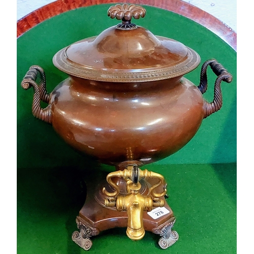 278 - 19th Century Copper & Brass Samovar by T.S. Pyrke, London