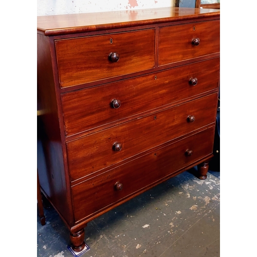 290 - Mahogany 2 Over 3 Drawer Chest of Drawers - C. 117cm W x 52cm D x 120cm H