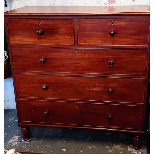 290 - Mahogany 2 Over 3 Drawer Chest of Drawers - C. 117cm W x 52cm D x 120cm H