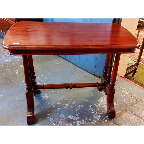 299 - Mahogany Side Table on Twin Column Supports with Turned Stretcher Base - C. 100cm W x 56cm D x 75cm ... 