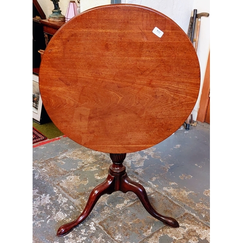 304 - Georgian Mahogany Circular Tip-Up Table on Tripod Base - C. 66cm W x 70cm H