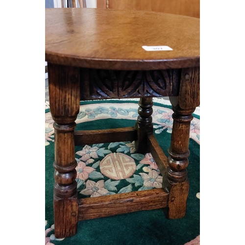 307 - Neat Circular Oak Country Stool / Table