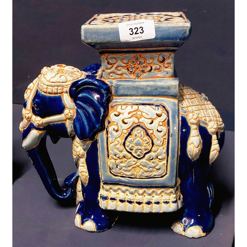 323 - 2 Glazed Ceramic Elephant Stands