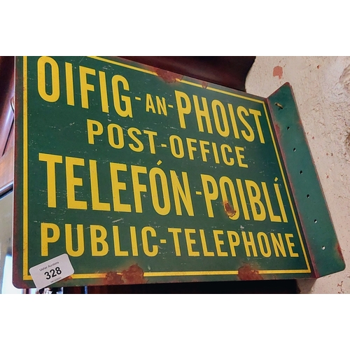 328 - Tin Double Sided Post Office Telephone Sign