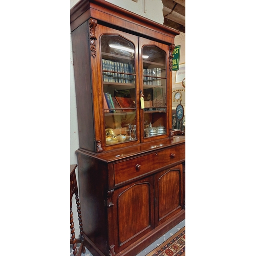 334 - 19th Century Glazed Mahogany Bookcase - C. 127cm W x 58cm D x 231cm H