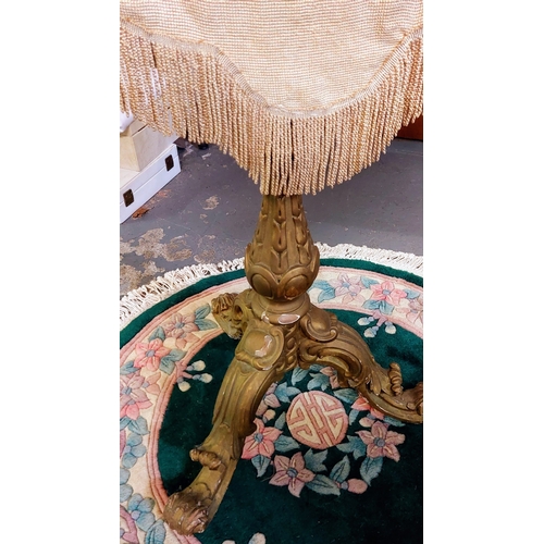 339 - Gilt Pole Screen on Tripod Base with Tapestry of Dog