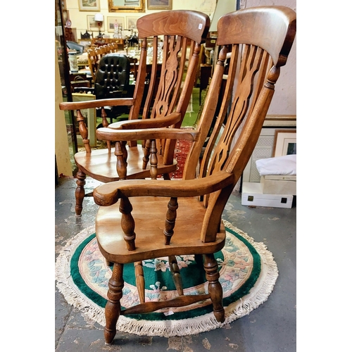 350 - Pair of Elm Country Kitchen Armchairs