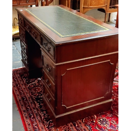 390 - Mahogany Writing Desk with Gilt Tooled Leather Top - C. 122cm W x 61cm D x 79cm H