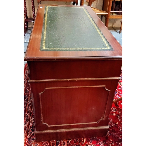 390 - Mahogany Writing Desk with Gilt Tooled Leather Top - C. 122cm W x 61cm D x 79cm H