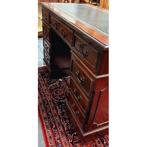 390 - Mahogany Writing Desk with Gilt Tooled Leather Top - C. 122cm W x 61cm D x 79cm H