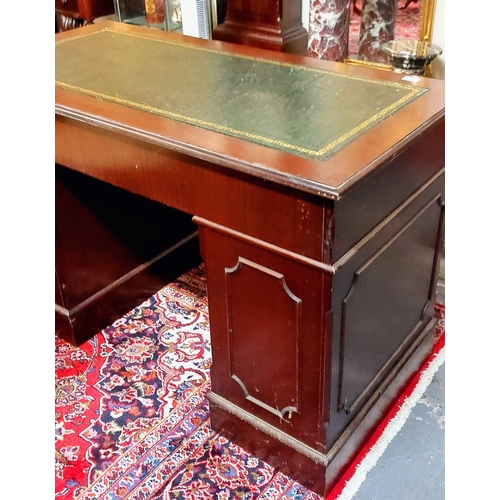 390 - Mahogany Writing Desk with Gilt Tooled Leather Top - C. 122cm W x 61cm D x 79cm H