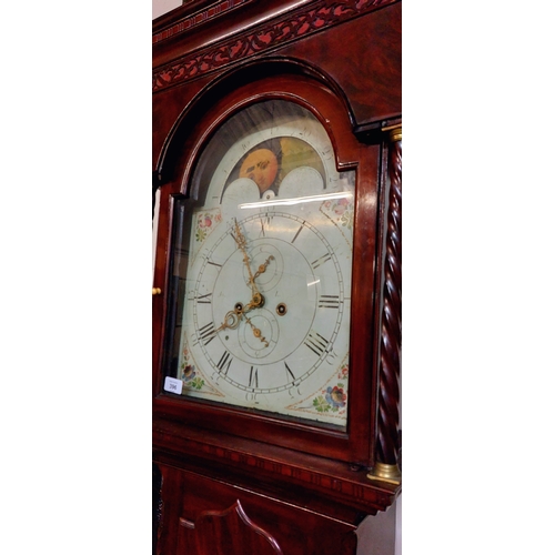 396 - Flamed Mahogany Longcase Clock with Painted Dial