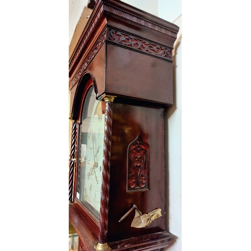 396 - Flamed Mahogany Longcase Clock with Painted Dial