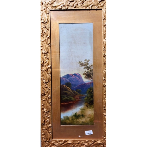 406 - Pair of Gilt Frame Oil on Canvas River Scenes - C. 39cm W x 80cm H