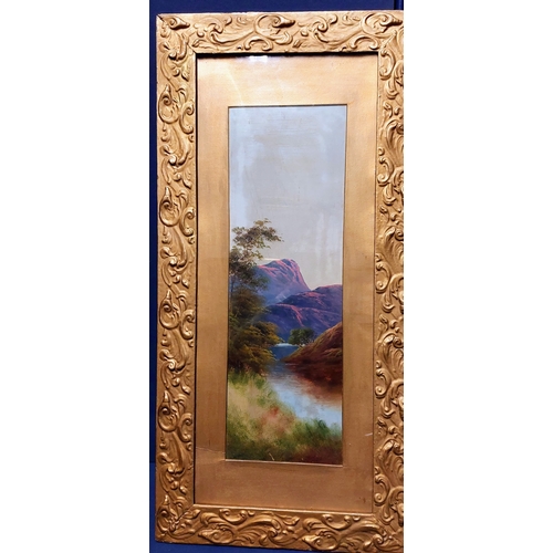 406 - Pair of Gilt Frame Oil on Canvas River Scenes - C. 39cm W x 80cm H