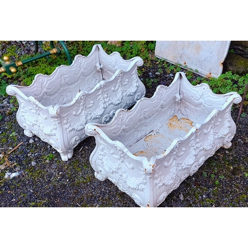 410 - Pair of Cast Iron Planters - C. 58cm x 34cm x 30cm H