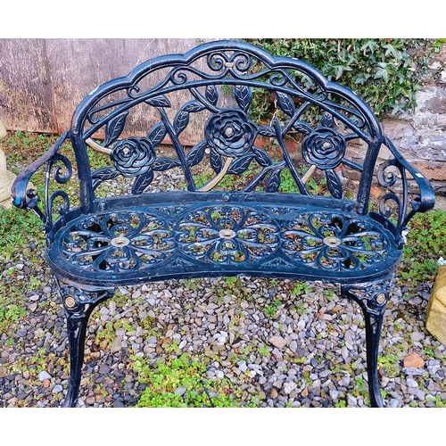 415 - Neat Size 2 Seater Metal Garden Bench - C. 104cm W