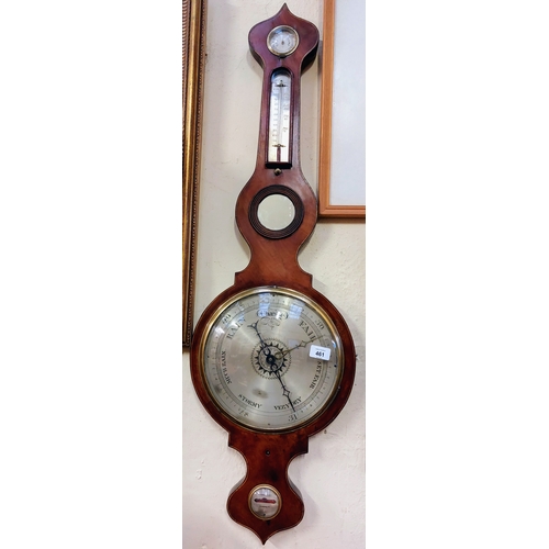 461 - 19th Century Inlaid Mahogany Wheel Barometer