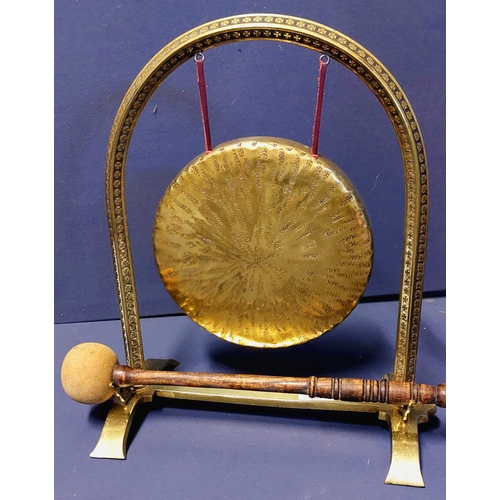 463 - Dinner Gong on Brass Stand - C. 40cm H