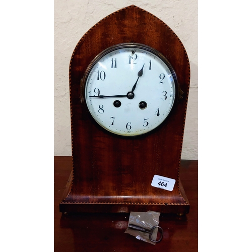 464 - Edwardian Inlaid Lancet Mantle Clock