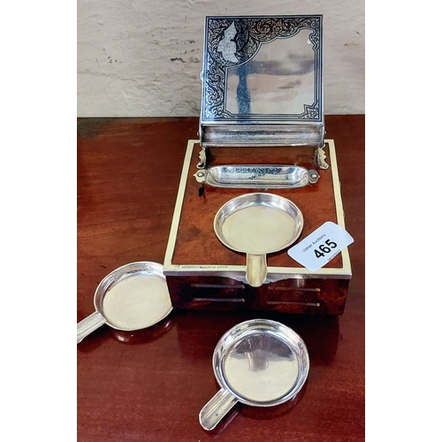 465 - Sterling Silver and Walnut Musical Cigarette Box with Individual Ashtrays, Dispenser and Match Strik... 