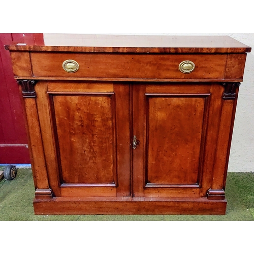 467 - 19th Century Mahogany Side Cabinet with Drawer - C. 109cm W x 40cm D x 95cm H