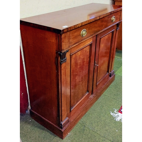 467 - 19th Century Mahogany Side Cabinet with Drawer - C. 109cm W x 40cm D x 95cm H