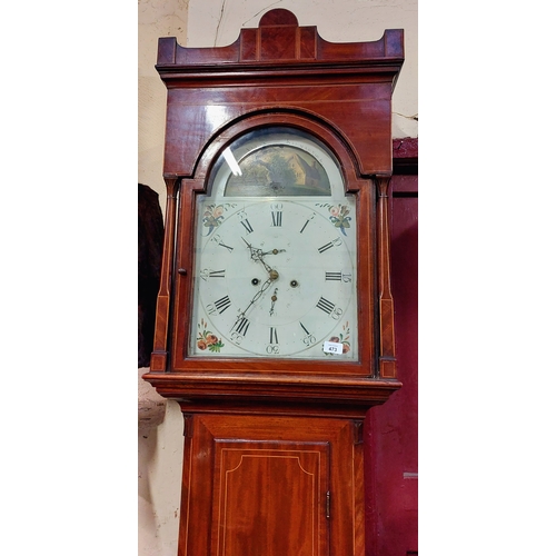 473 - Inlaid Mahogany Georgian Longcase Clock with Painted Dial - Jas Allan, Kilmarnock