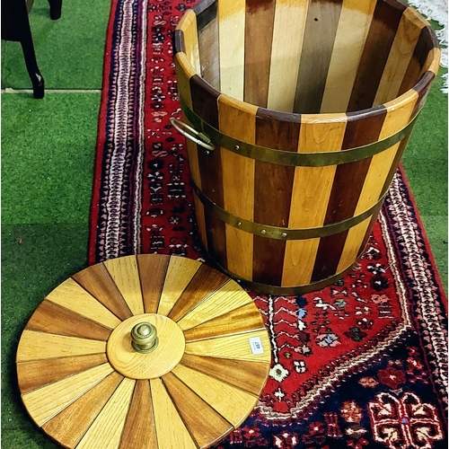 487 - Brass Bound Lidded Turf Bucket - C. 51cm H x 48cm W