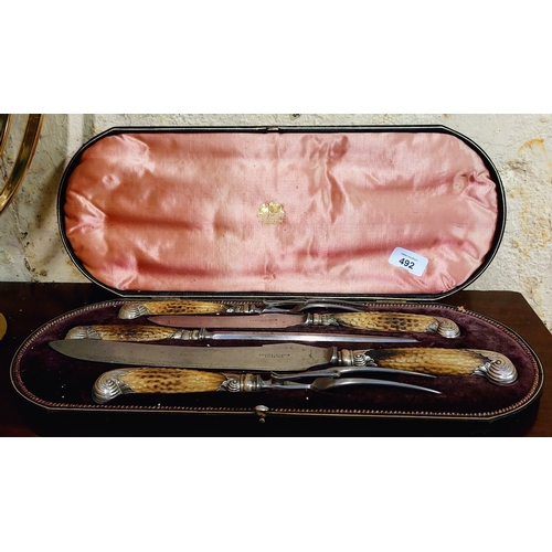 492 - Cased Carving Set - Mackay & Chisholm, Edinburgh