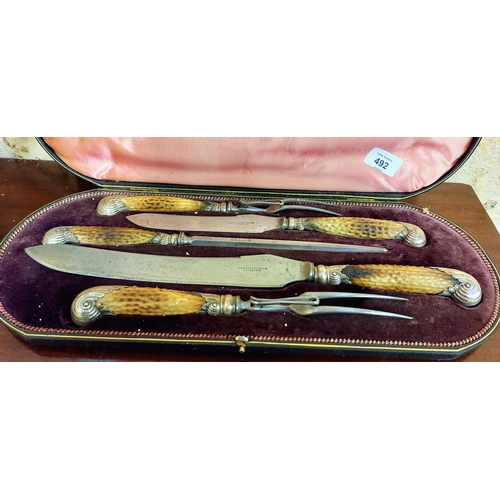 492 - Cased Carving Set - Mackay & Chisholm, Edinburgh