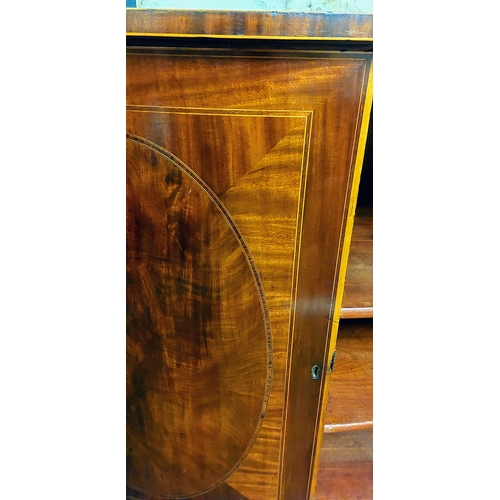 495 - Inlaid Mahogany Bow Front Cupboard - C. 109cm W x 66cm D x 99cm H