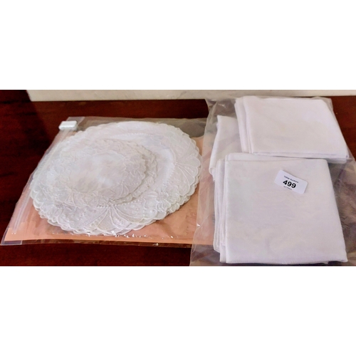 499 - Irish Linen Serviettes & Lace Doilies