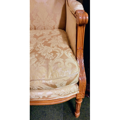 501 - Carved Beech Wood 2 Seater Parlor Settee