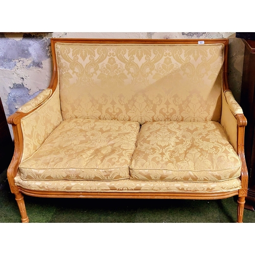 501 - Carved Beech Wood 2 Seater Parlor Settee