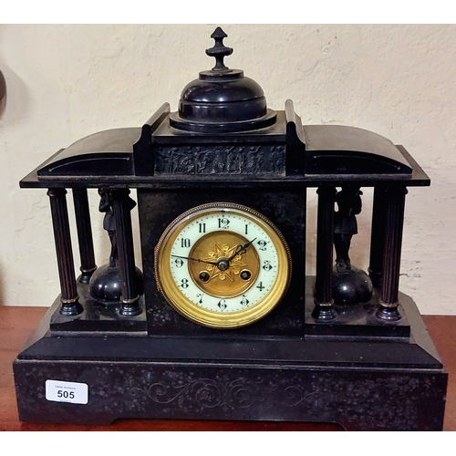 505 - Garniture Clock Set with Soldier and Scholar Figures