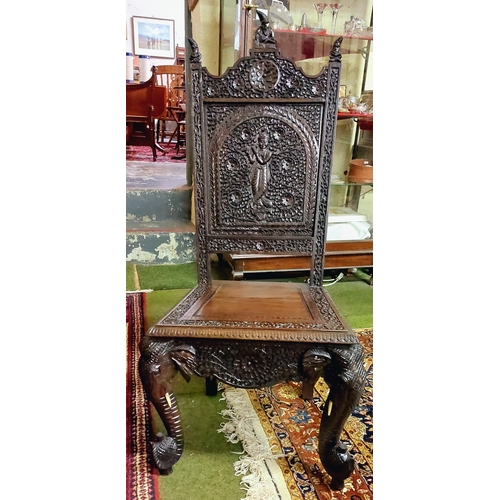 508 - Pair of Highly Carved Anglo / Indian Elephant Chairs