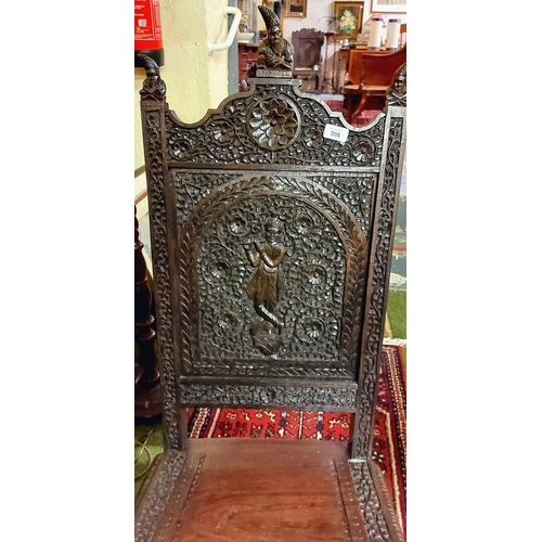 508 - Pair of Highly Carved Anglo / Indian Elephant Chairs