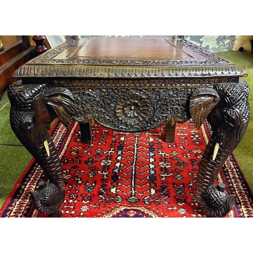 508 - Pair of Highly Carved Anglo / Indian Elephant Chairs